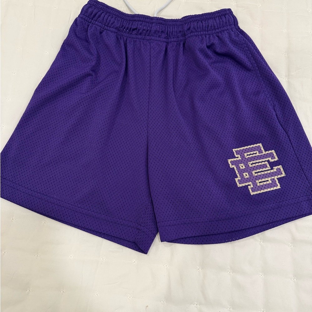 Eric Emanuel Men's Purple Athletic Mesh Shorts with Embroidered Monogram